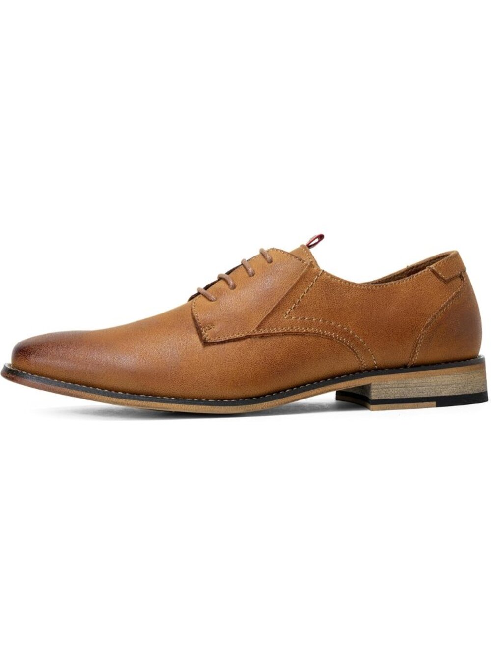 Men's Brown Leather Classic Plain Toe Lace Up Business Oxford Dress Causal Shoes